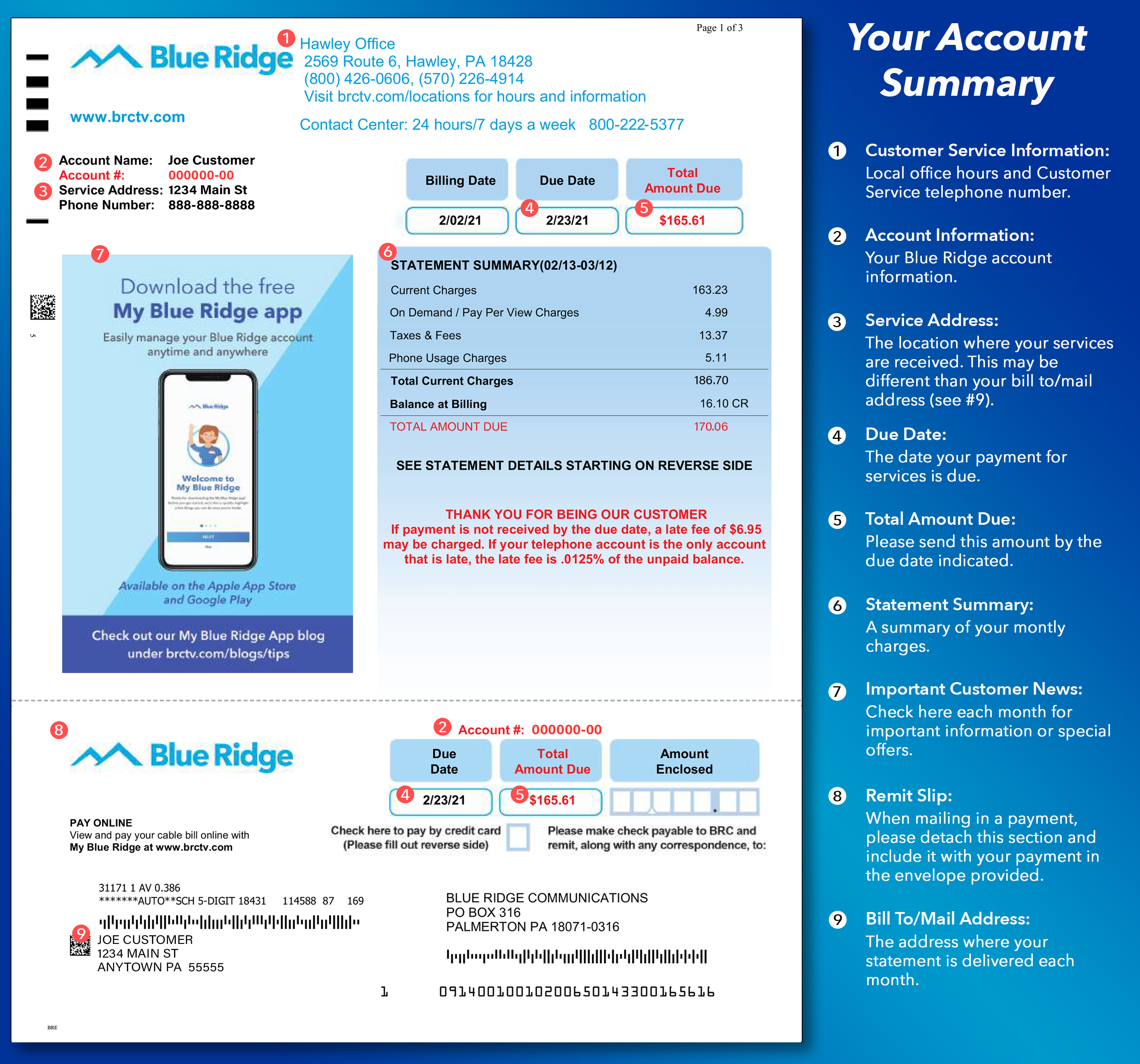 How to Read Your Blue Ridge Bill - page 1