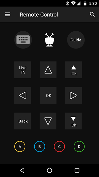 TiVo Remote Control in Blue Ridge Go app