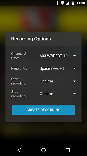  Recording Options in Blue Ridge Go app