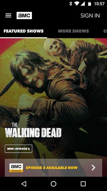 Signing into AMC app