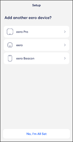 Add another eero device screen