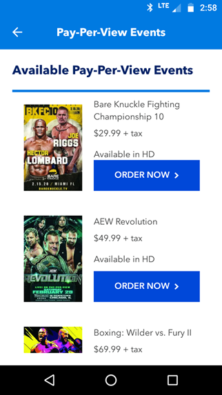 My Blue Ridge App PPV Events