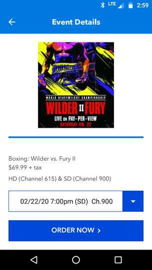 My Blue Ridge App PPV Event Details