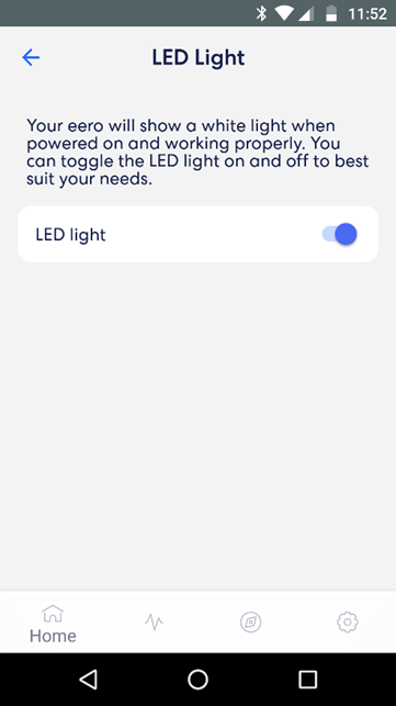eero app LED Light screen