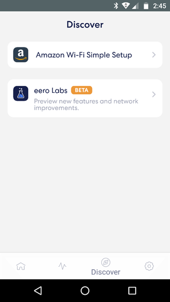 eero app Discover screen