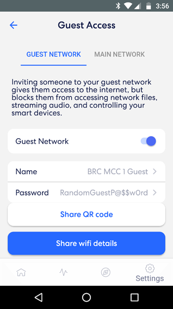 eero app Guest Access screen