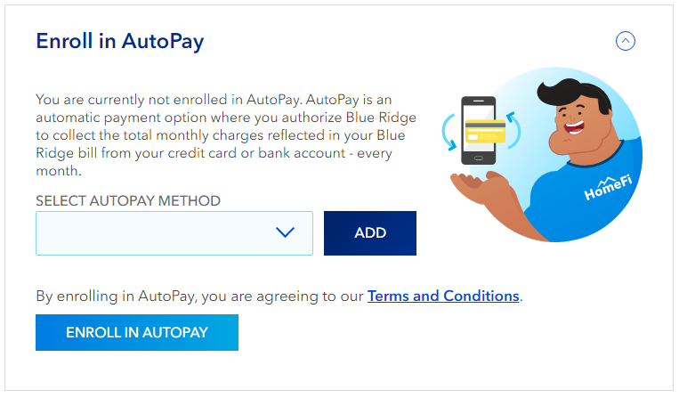 AutoPay Enrollment on Blue Ridge website